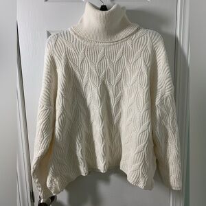 Elliott Lauren Cream Cable Turtleneck Sweater